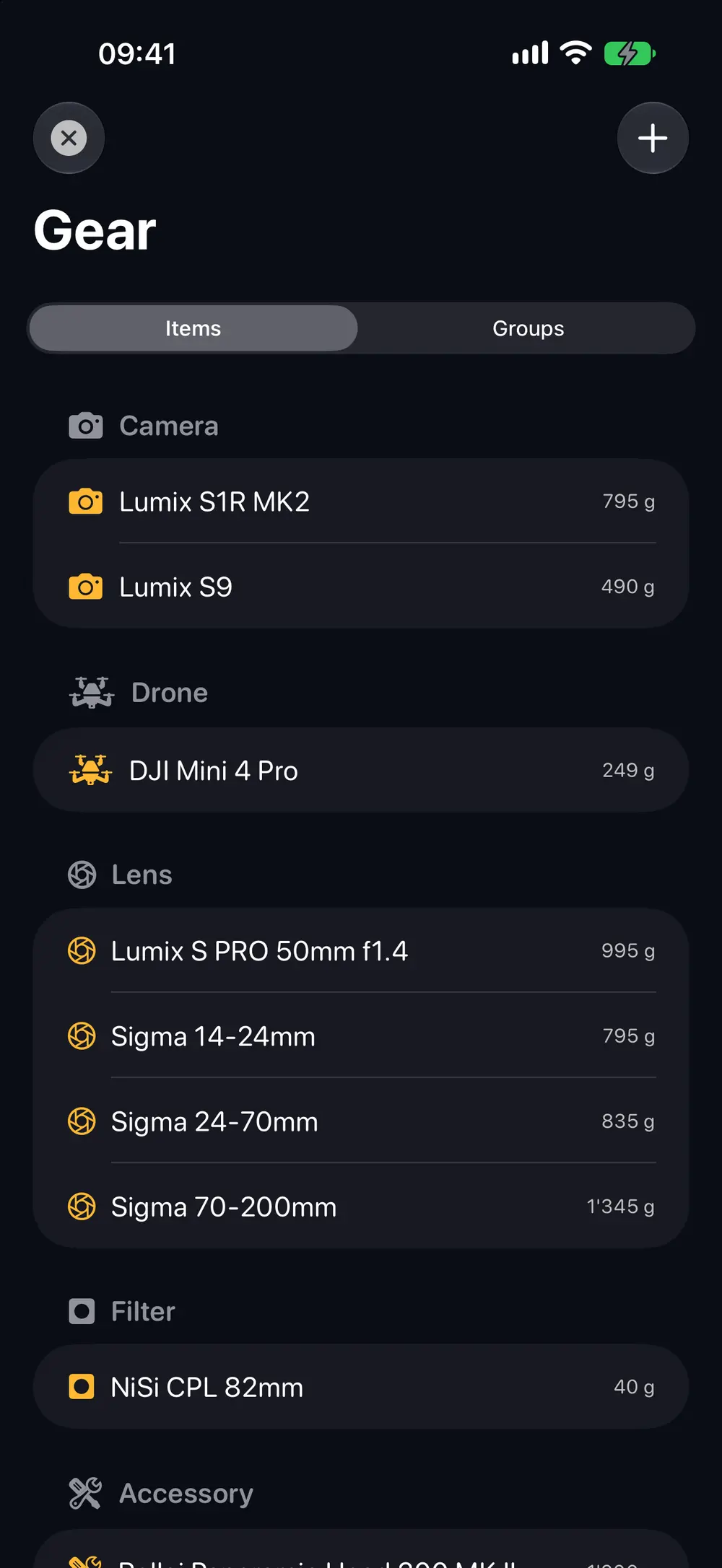Gear — Enter your kit once, and the whole app knows it.
