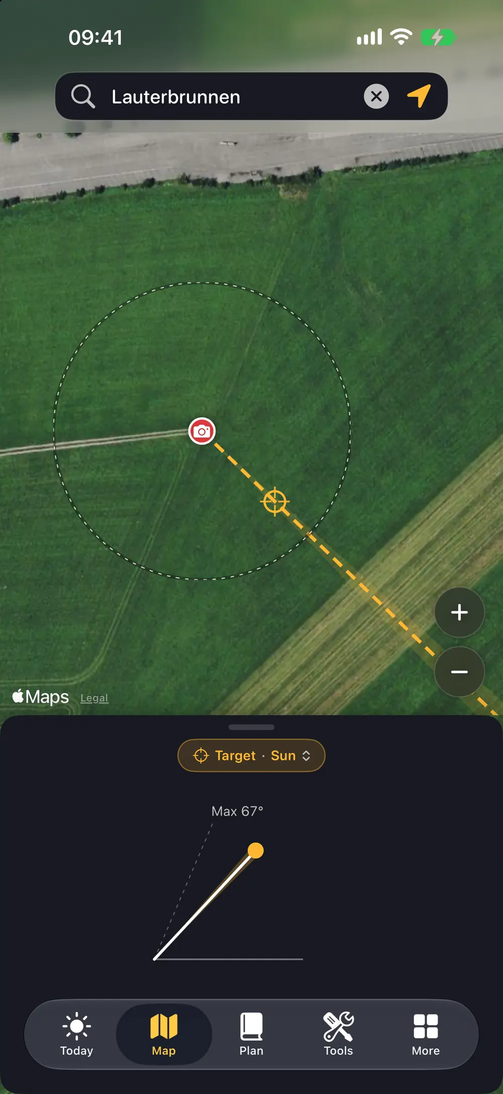 Target mode with azimuth and elevation controls